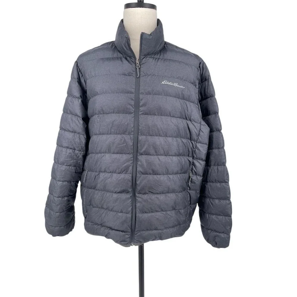 Eddie Bauer Men's Smoke Heather Gray CirrusLite‎ Down Puffer Jacket Packable 2XL
